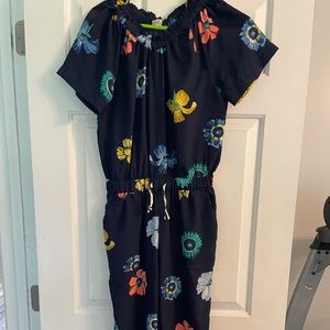 Girls blue flowered J.Crew romper pants